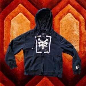 Vintage Zoo York Skate Y2K Frint Zip Hoodie Sweatshirt Large